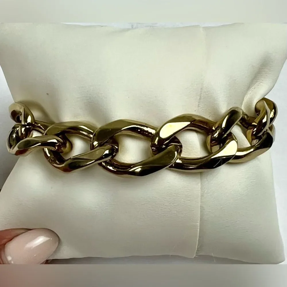 DOPE Gold Chain-Link Bracelet with Bold Logo